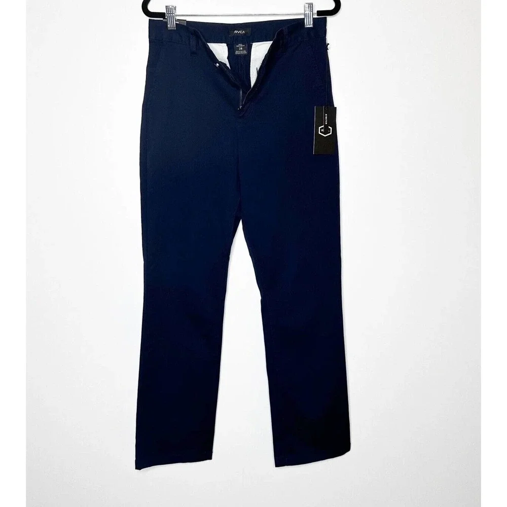 NWT RVCA The Weekend Stretch Chino Pants Straight Fit Men's Navy Blue Size 29
